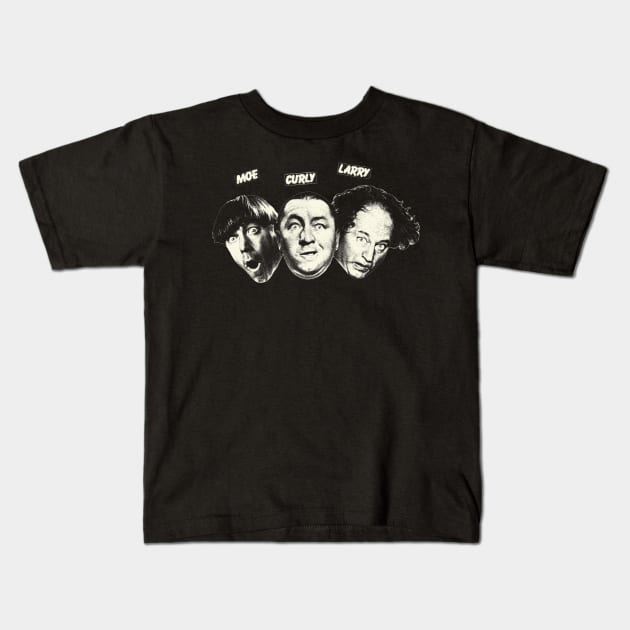 The Three Stooges Retro Kids T-Shirt by GekNdangSugih